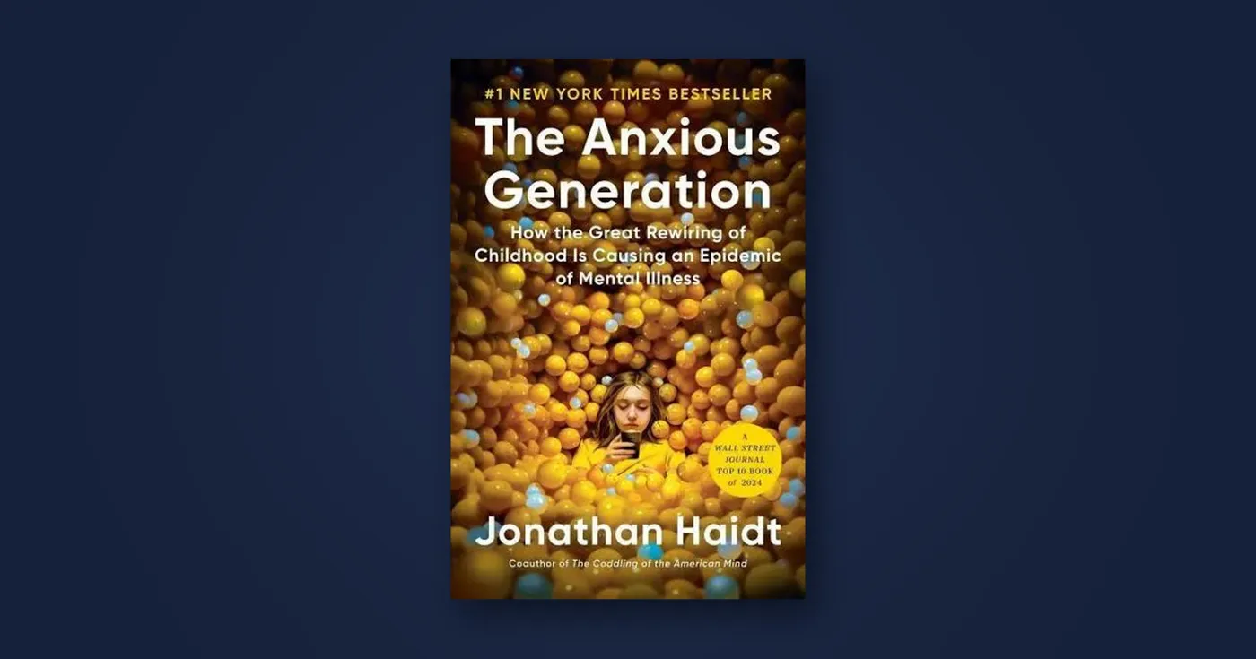 The cover of The Anxious Generation by Jonathan Haidt